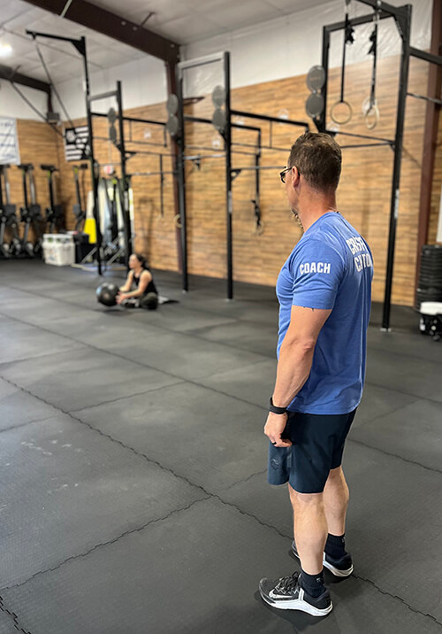 Coach Pete and Jessica in the Gym